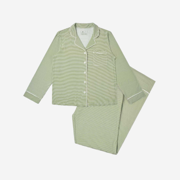 Motette - Bamboo Women's Pajama Set - Evergreen Stripe