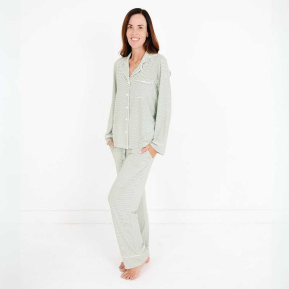Motette - Bamboo Women's Pajama Set - Evergreen Stripe