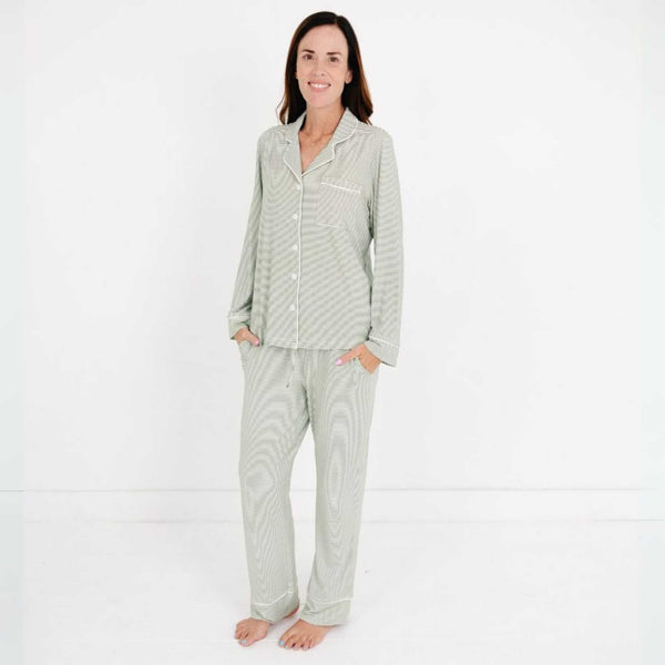 Motette - Bamboo Women's Pajama Set - Evergreen Stripe