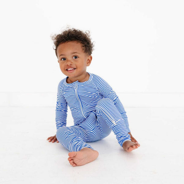 Motette - Long Sleeve Sleeper - Cobalt Stripe 