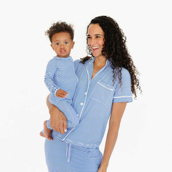 Motette - Long Sleeve Sleeper - Cobalt Stripe 