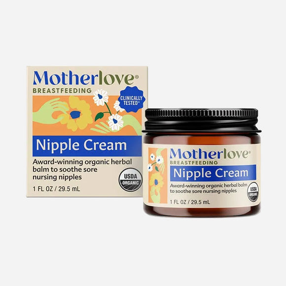 Motherlove Nipple Cream jar and packaging on a white background