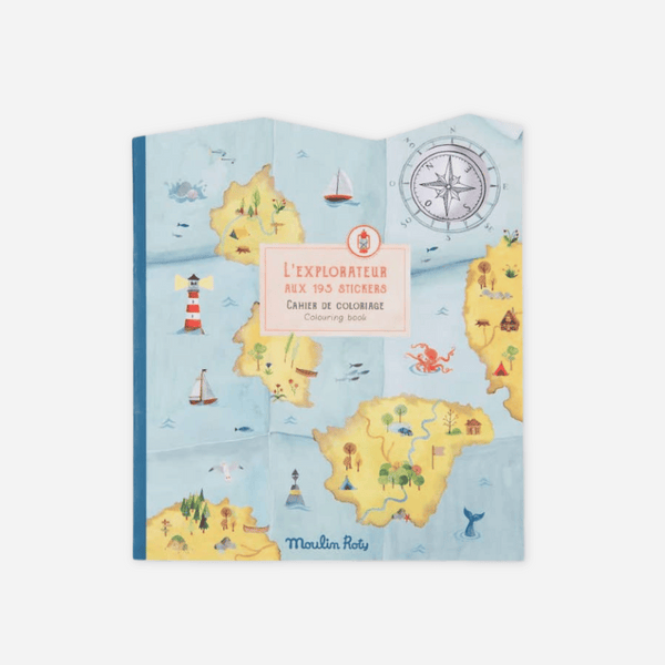 Moulin Roty - Coloring Book & Assorted Stickers - Explorer