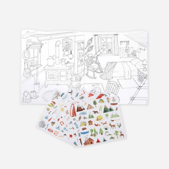 Moulin Roty - Coloring Book & Assorted Stickers - Explorer