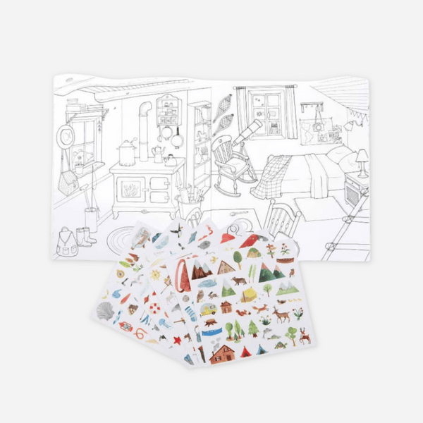 Moulin Roty - Coloring Book & Assorted Stickers - Explorer