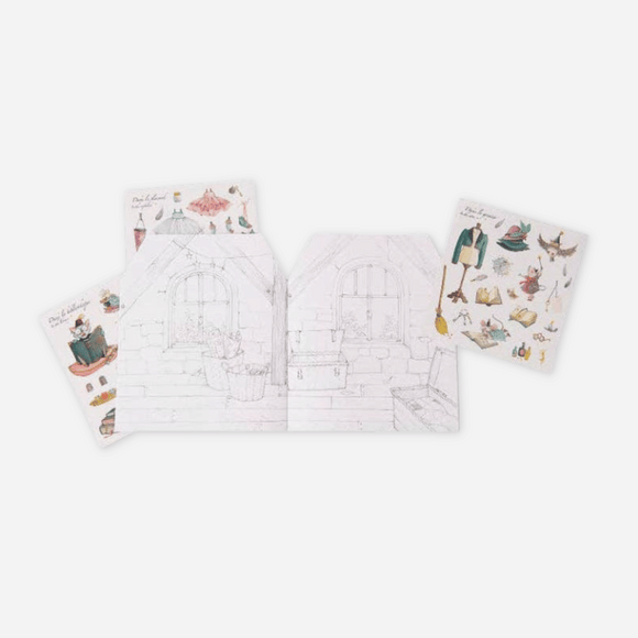 Moulin Roty - Coloring Book & Assorted Stickers - Once Upon a Time