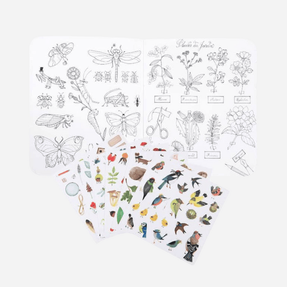 Moulin Roty - Coloring Book & Stickers - The Botanist Garden Theme