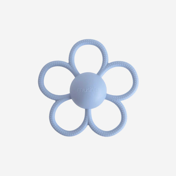 Mushie - Daisy Rattle Teether - Faded Denim