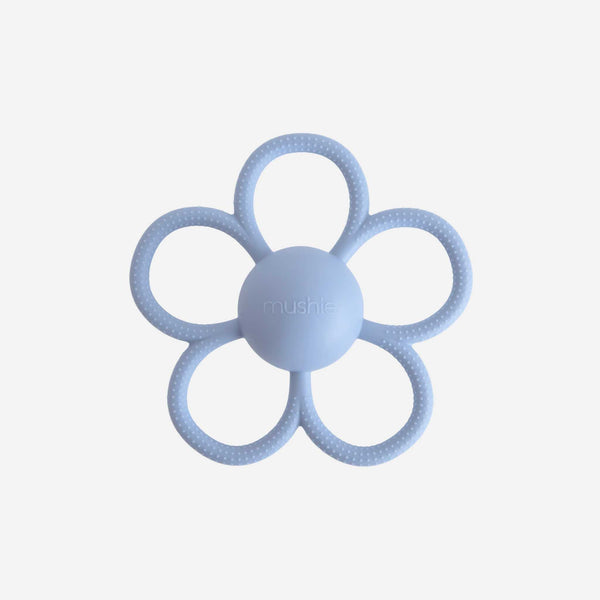 Mushie - Daisy Rattle Teether - Faded Denim
