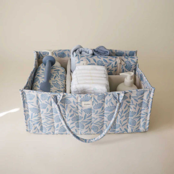 Mushie -  Diaper Caddy - Blue Flowers