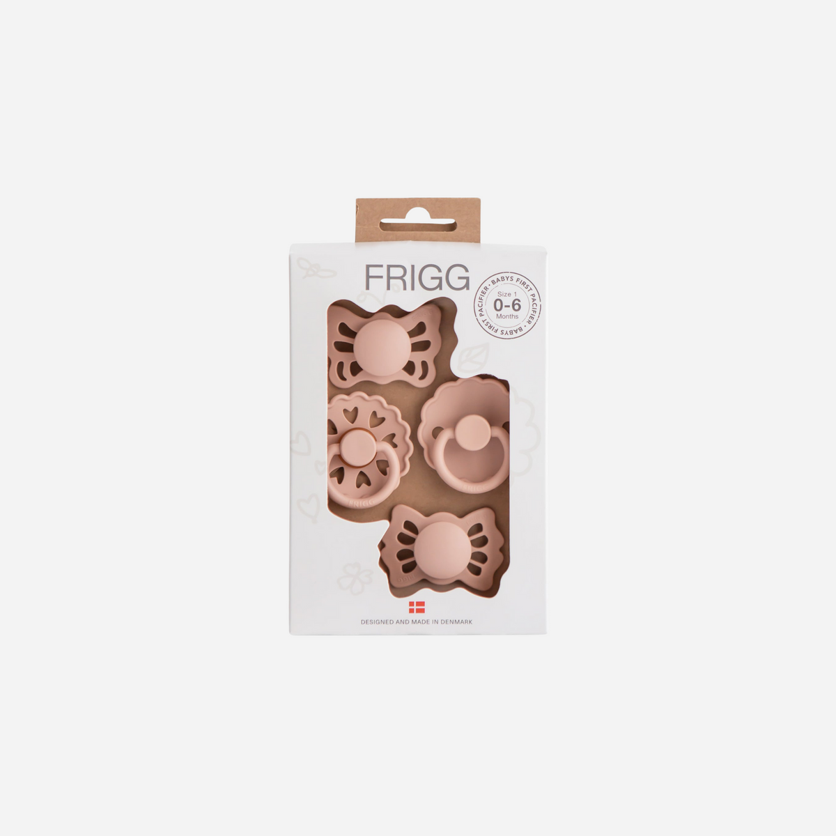 Mush Pacifiers Mushie - FRIGG Baby's First Pacifier 4 Pack - Floral Heart - Blush – Dearly