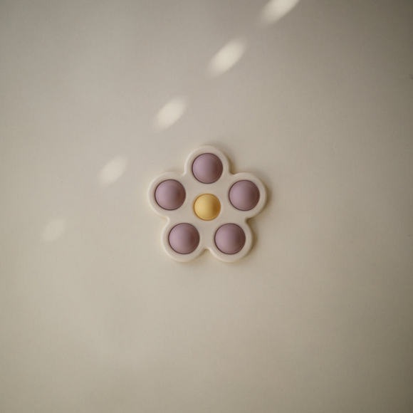 Mushie - Flower Press Toy - Soft Lilac / Daffodil / Ivory