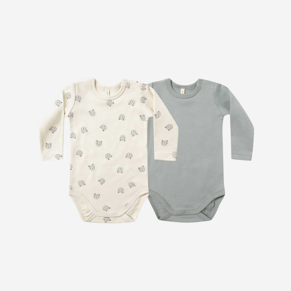 Mushie - Jersey Bodysuit, 2-Pack - Bears & Steel Blue