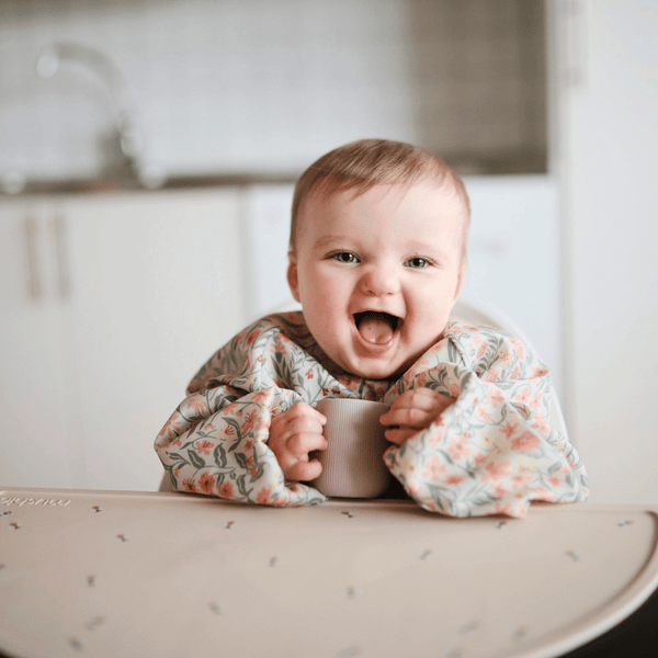 Mushie - Long Sleeve Bib - Pastel Blooms