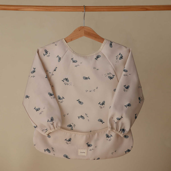 Mushie - Long Sleeve Bib - Whales