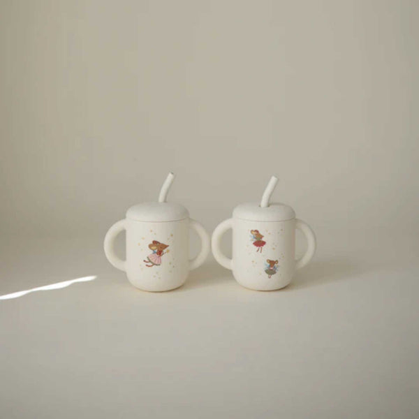 Mushie -  Silicone Training Cup + Straw - Fairy Mouse