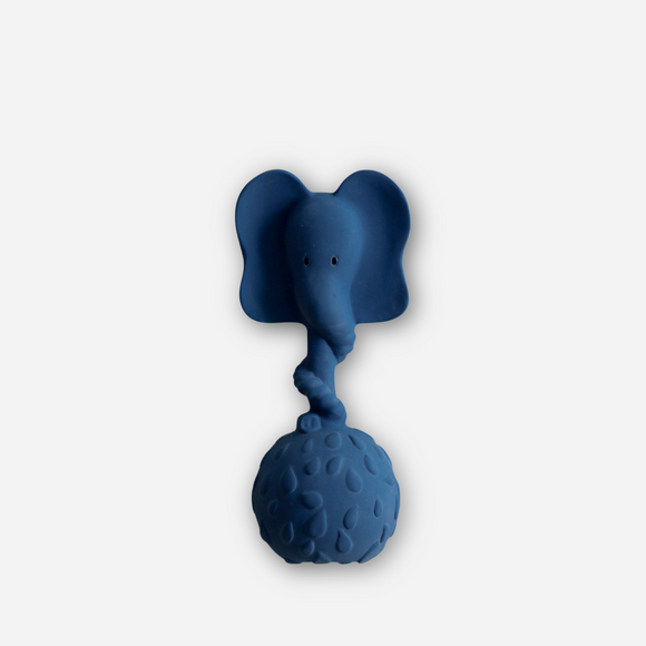 Natruba - Natural Rubber Rattle Elephant- Blue