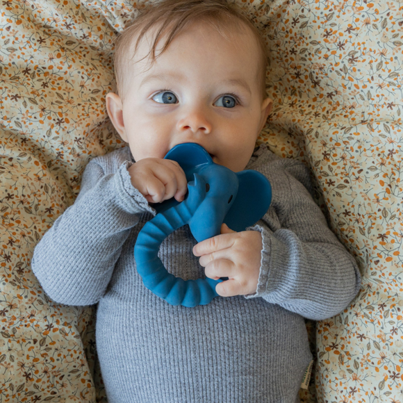 Natruba - Natural Rubber Teether Elephant- Blue