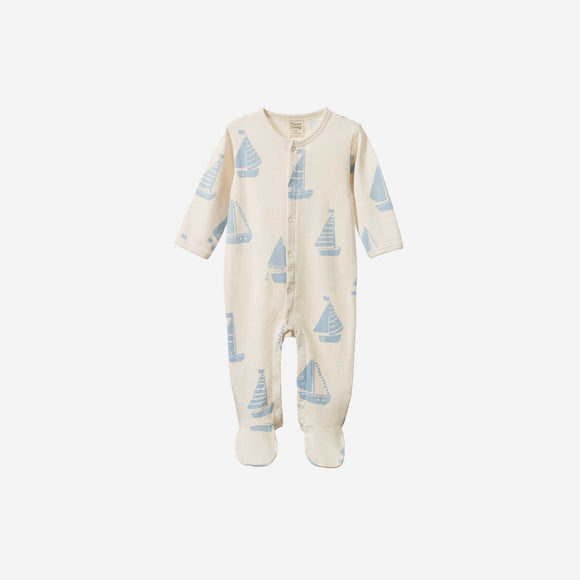 Nature Baby - Cotton Stretch and Grow Regatta Blue Sleeper