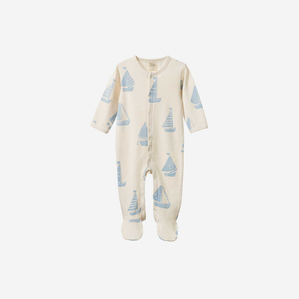Nature Baby - Cotton Stretch and Grow Regatta Blue Sleeper