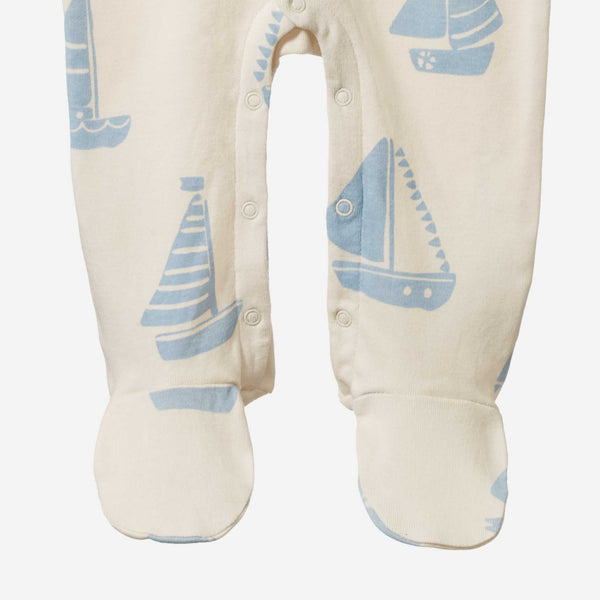 Nature Baby - Cotton Stretch and Grow Regatta Blue Sleeper