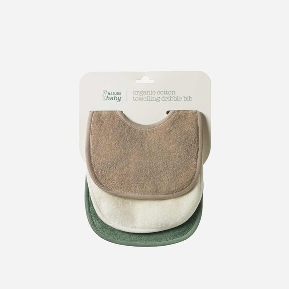 Nature Baby - Dribble Bibs 3 Pack -Natural/Nougat/Lily Pad