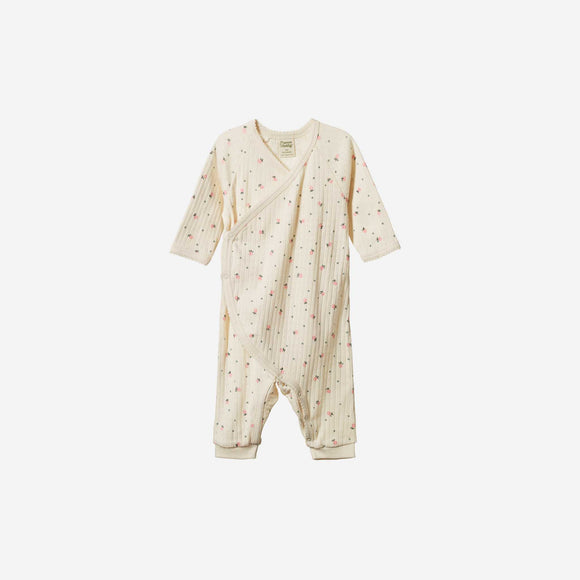 Nature Baby - Pointelle Kimono Stretch & Grow - Posey Blossom Pink