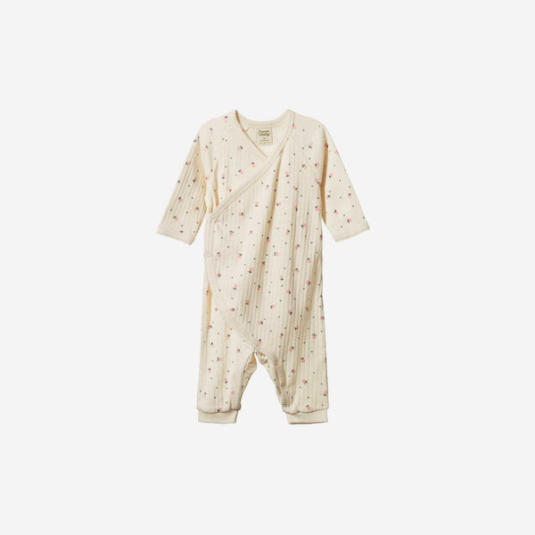 Nature Baby - Pointelle Kimono Stretch & Grow - Posey Blossom Pink