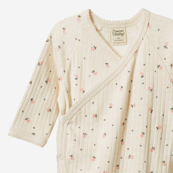 Nature Baby - Pointelle Kimono Stretch & Grow - Posey Blossom Pink