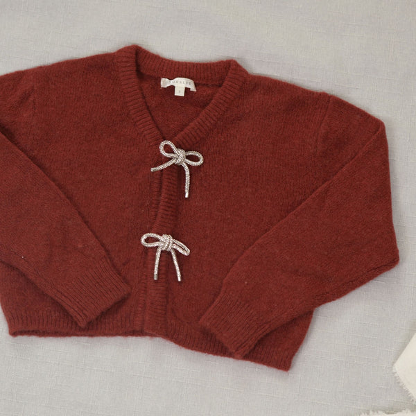Noralee -  Bow Cardigan - Ruby