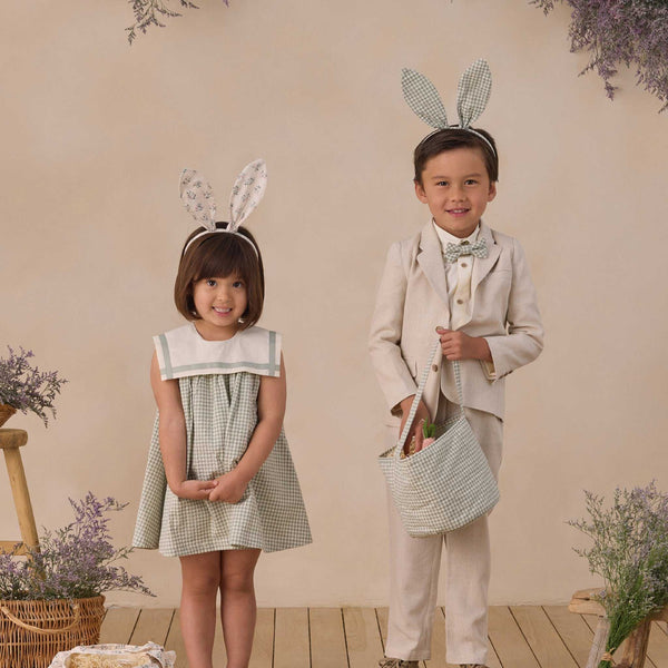 Noralee - Bunny Headband - Eucalyptus Check