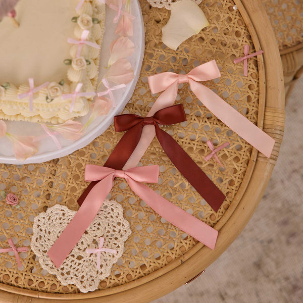 Noralee - Satin Ribbon Bows - Blush, Red, Pink