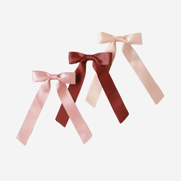 Noralee - Satin Ribbon Bows - Blush, Red, Pink