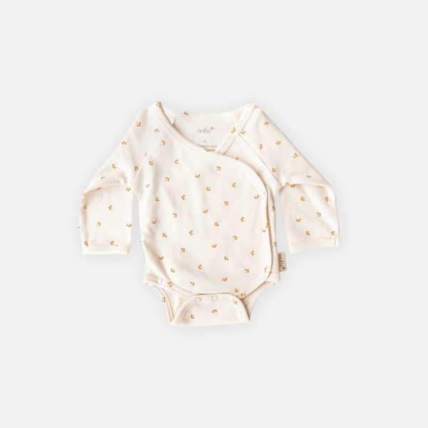Oolie - Organic Baby Bodysuit NB- Gold Sprig