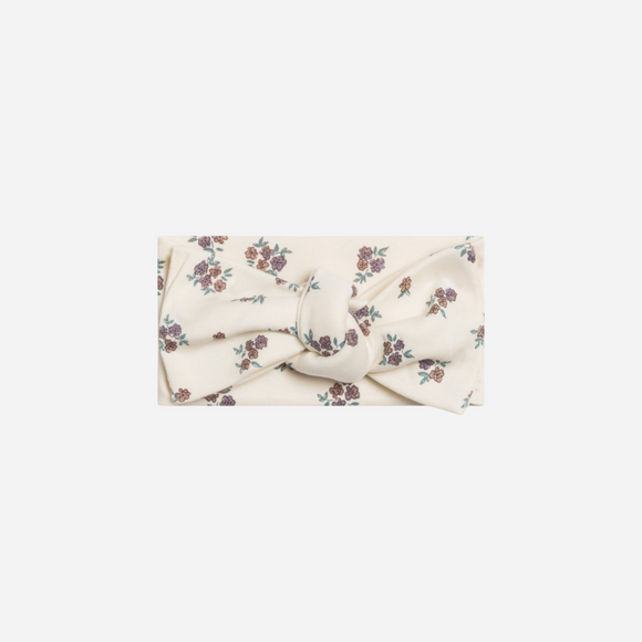 Colored Organics - Organic Baby Hattie Knot Bow Wrap - Tempe Floral/Fog+Chesnut