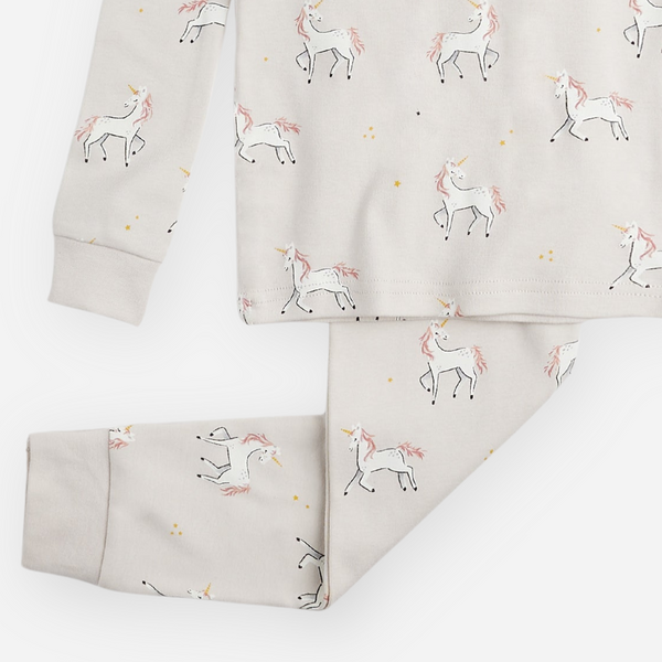 Petit Lem - Unicorn Print on Crème PJ Set