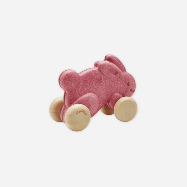 Plan Toys - Push Along Bunny - Pink