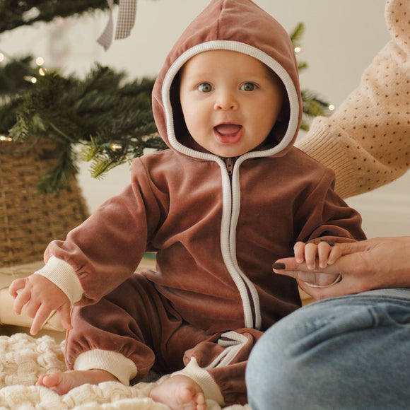 Quincy Mae - Velour Zip Jumpsuit - Cranberry