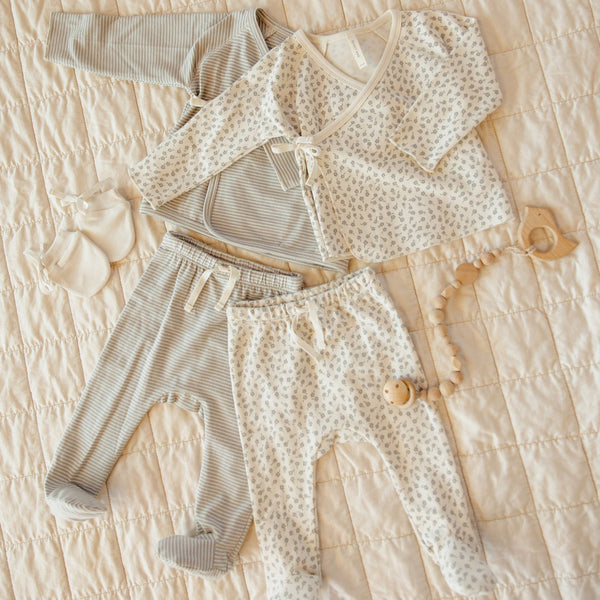 Quincy Mae - Wrap Top + Footed Pant Set - Scatter