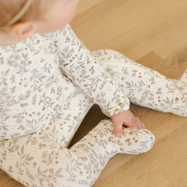 Quincy Mae - Bamboo Zip Footie - Woodland