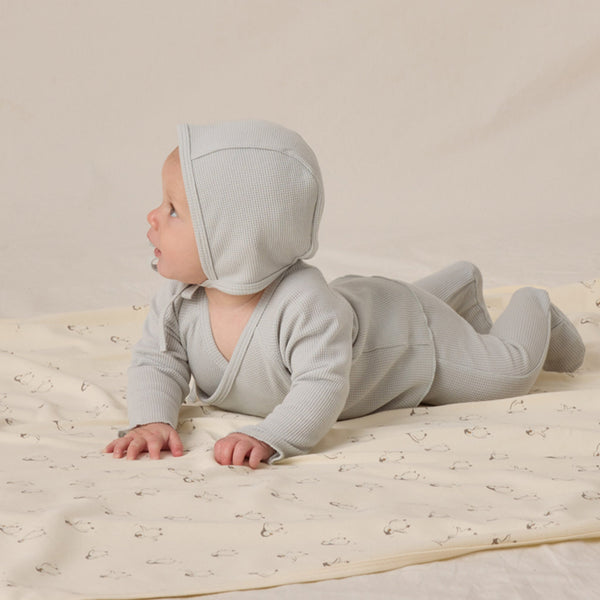 Quincy Mae - Footed Knit Pant - Ice Blue