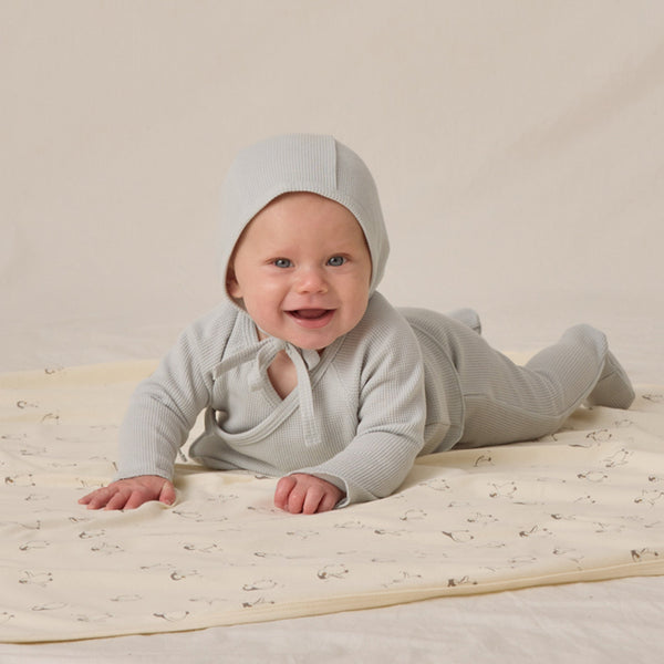 Quincy Mae - Footed Knit Pant - Ice Blue