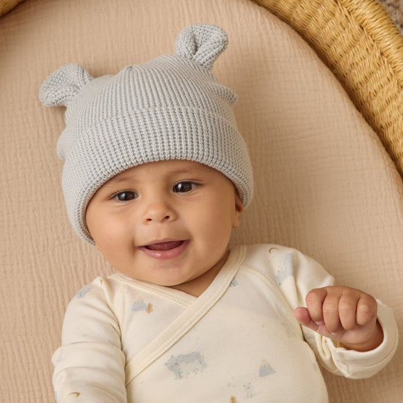 Quincy Mae - Baby Bear Beanie - Ice Blue