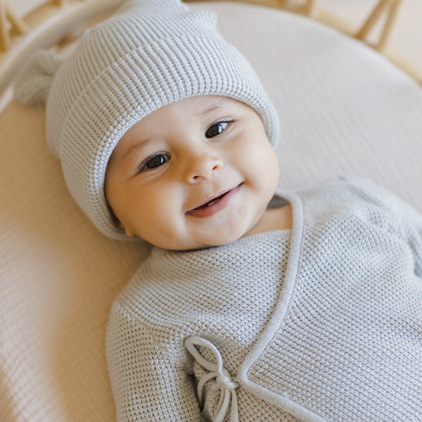 Quincy Mae - Baby Bear Beanie - Ice Blue