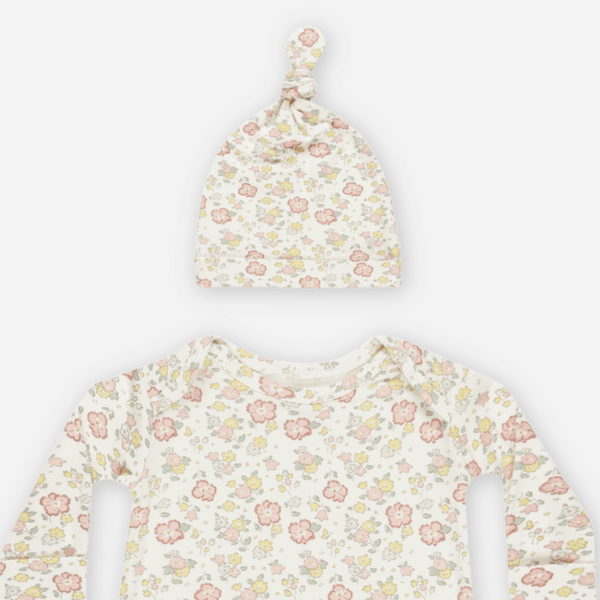 Quincy Mae - Bamboo Baby Gown + Hat Set - Bloom