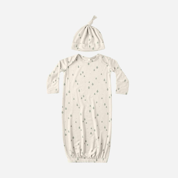 Quincy Mae - Bamboo Baby Gown + Hat Set - Trees