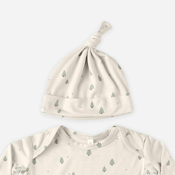 Quincy Mae - Bamboo Baby Gown + Hat Set - Trees