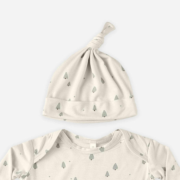 Quincy Mae - Bamboo Baby Gown + Hat Set - Trees