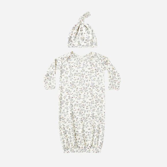 Quincy Mae - Bamboo Baby Gown + Hat Set - Woodland