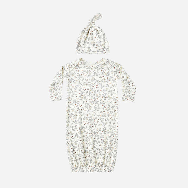 Quincy Mae - Bamboo Baby Gown + Hat Set - Woodland